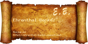 Ehrenthal Benkő névjegykártya